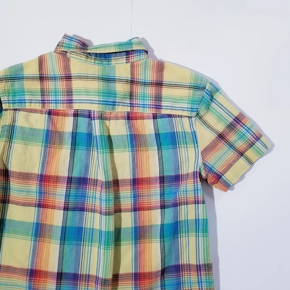 RALPH LAUREN Boys Multicolor Madras Plaid Button down Shirt size 7
